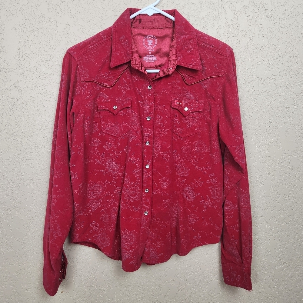 Twenty X Red Button Down Courderoy Shirt Medium (7614)